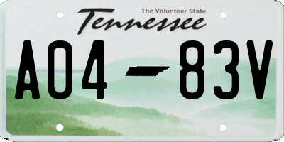 TN license plate A0483V