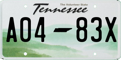 TN license plate A0483X