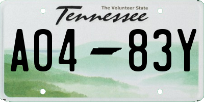TN license plate A0483Y