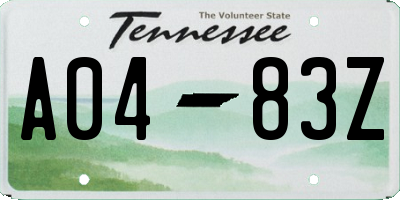 TN license plate A0483Z