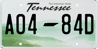 TN license plate A0484D