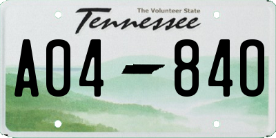 TN license plate A0484O