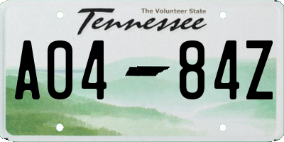 TN license plate A0484Z