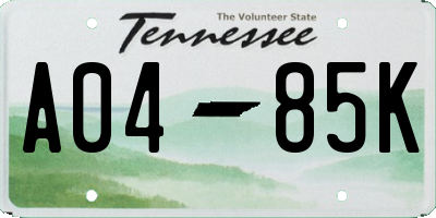 TN license plate A0485K