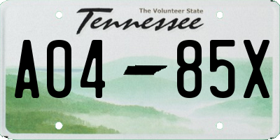 TN license plate A0485X