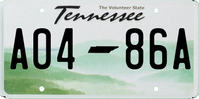 TN license plate A0486A