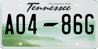 TN license plate A0486G