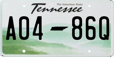 TN license plate A0486Q