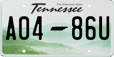 TN license plate A0486U
