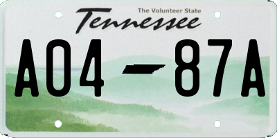 TN license plate A0487A