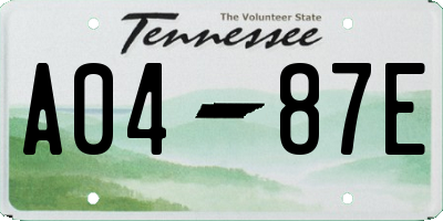 TN license plate A0487E