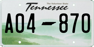 TN license plate A0487O