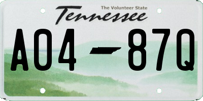 TN license plate A0487Q