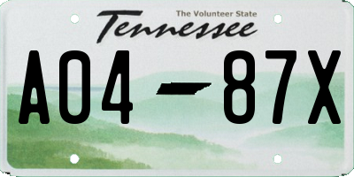 TN license plate A0487X