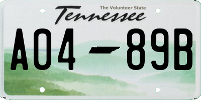 TN license plate A0489B