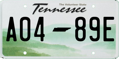TN license plate A0489E
