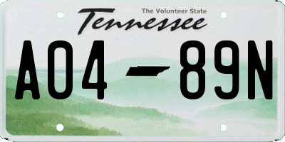 TN license plate A0489N