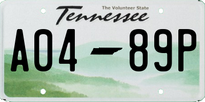 TN license plate A0489P