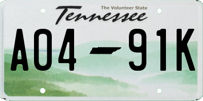 TN license plate A0491K