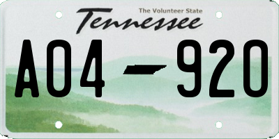 TN license plate A0492O