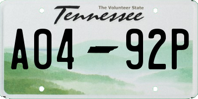 TN license plate A0492P