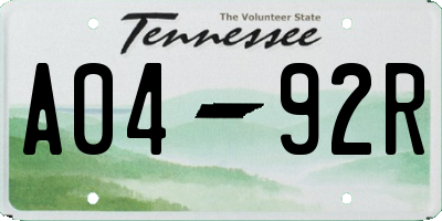 TN license plate A0492R