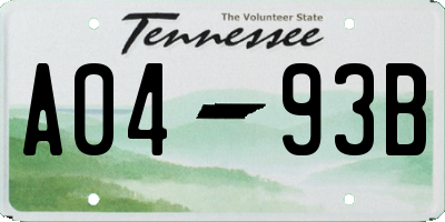 TN license plate A0493B