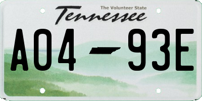 TN license plate A0493E