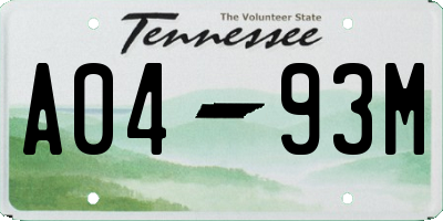 TN license plate A0493M