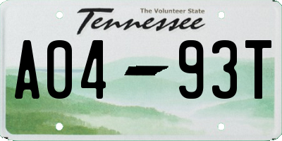TN license plate A0493T
