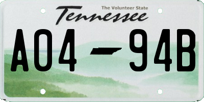 TN license plate A0494B