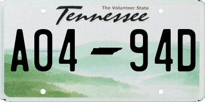 TN license plate A0494D