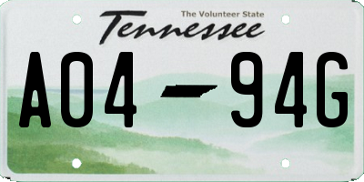 TN license plate A0494G