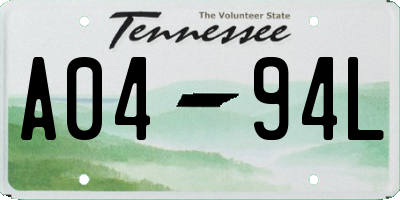 TN license plate A0494L