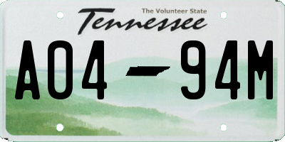 TN license plate A0494M