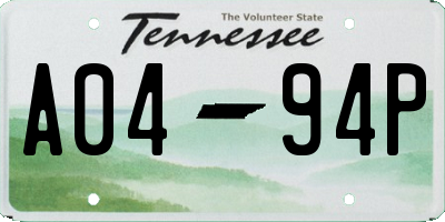 TN license plate A0494P