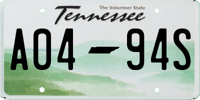 TN license plate A0494S
