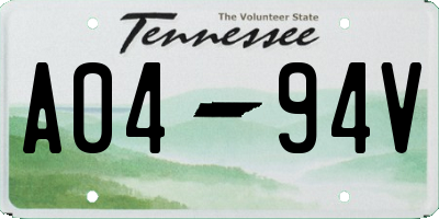 TN license plate A0494V