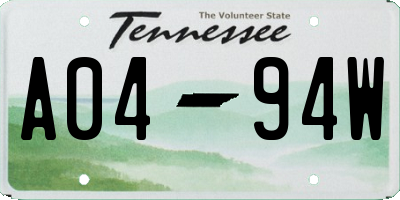 TN license plate A0494W