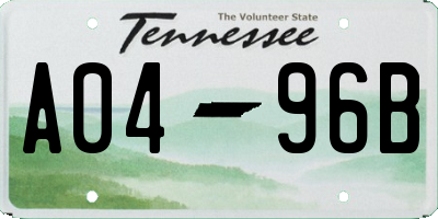 TN license plate A0496B