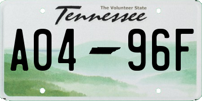 TN license plate A0496F