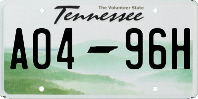 TN license plate A0496H