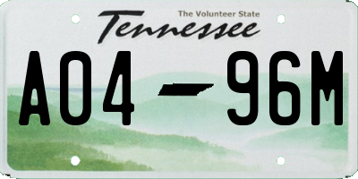 TN license plate A0496M