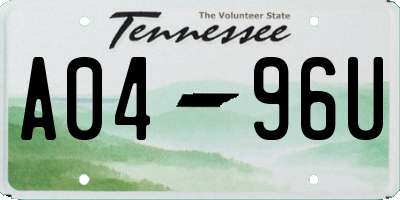 TN license plate A0496U