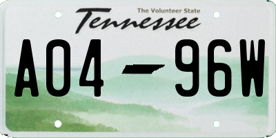 TN license plate A0496W