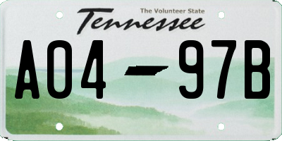 TN license plate A0497B
