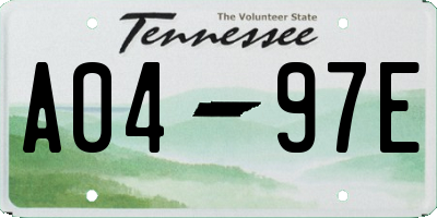 TN license plate A0497E