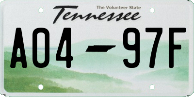 TN license plate A0497F