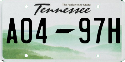 TN license plate A0497H