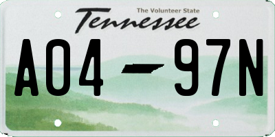 TN license plate A0497N